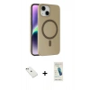 MARSİLYAN™- iPhone 14 Kılıf Çekirdek Modern Prime - Şeffaf Pasifik Cam Ekran Koruyucu + Diamond Kamera Lens - YL