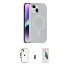 MARSİLYAN™- iPhone 14 Kılıf Çekirdek Modern Prime - Şeffaf Pasifik Cam Ekran Koruyucu + Shine Kamera Lens - GD