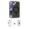 MARSİLYAN™- iPhone 14 Kılıf Çekirdek Modern Prime - Şeffaf Pasifik Cam Ekran Koruyucu + Shine Kamera Lens - GD