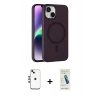 MARSİLYAN™- iPhone 14 Kılıf Çekirdek Modern Prime - Şeffaf Pasifik Cam Ekran Koruyucu + Shine Kamera Lens - GD