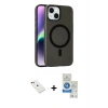 MARSİLYAN™- iPhone 14 Kılıf Çekirdek Modern Prime - Şeffaf Royal Nano Ekran Koruyucu + Diamond Kamera Lens - KI