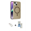 MARSİLYAN™- iPhone 14 Kılıf Çekirdek Modern Prime - Şeffaf Royal Nano Ekran Koruyucu + Diamond Kamera Lens - KI