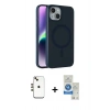 MARSİLYAN™- iPhone 14 Kılıf Çekirdek Modern Prime - Şeffaf Royal Nano Ekran Koruyucu + Shine Kamera Lens - GD