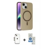 MARSİLYAN™- iPhone 14 Kılıf Çekirdek Modern Prime - Şeffaf Royal Nano Ekran Koruyucu + Shine Kamera Lens - GD