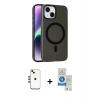 MARSİLYAN™- iPhone 14 Kılıf Çekirdek Modern Prime - Şeffaf Royal Nano Ekran Koruyucu + Shine Kamera Lens - GD
