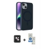 MARSİLYAN™- iPhone 14 Kılıf Çekirdek Modern Prime - Şeffaf Royal Nano Ekran Koruyucu + PVD Metal Kamera Lens - PE