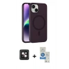 MARSİLYAN™- iPhone 14 Kılıf Çekirdek Modern Prime - Şeffaf Royal Nano Ekran Koruyucu + PVD Metal Kamera Lens - PE