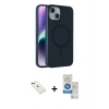MARSİLYAN™- iPhone 14 Kılıf Çekirdek Modern Prime - Şeffaf Royal Nano Ekran Koruyucu + Diamond Kamera Lens - YL