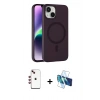 MARSİLYAN™- iPhone 14 Kılıf Çekirdek Modern Prime - Siyah 3D Antistatik Cam Ekran Koruyucu + Shine Kamera Lens - KI