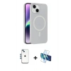 MARSİLYAN™- iPhone 14 Kılıf Çekirdek Modern Prime - Siyah 3D Antistatik Cam Ekran Koruyucu + Shine Kamera Lens - MI