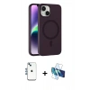 MARSİLYAN™- iPhone 14 Kılıf Çekirdek Modern Prime - Siyah 3D Antistatik Cam Ekran Koruyucu + Shine Kamera Lens - MI