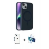 MARSİLYAN™- iPhone 14 Kılıf Çekirdek Modern Prime - Siyah 3D Antistatik Cam Ekran Koruyucu + Shine Kamera Lens - MI