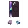 MARSİLYAN™- iPhone 14 Kılıf Çekirdek Modern Prime - Siyah 3D Antistatik Cam Ekran Koruyucu + Raze Metal Kamera Lens - MR