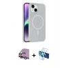 MARSİLYAN™- iPhone 14 Kılıf Çekirdek Modern Prime - Siyah 3D Antistatik Cam Ekran Koruyucu + Raze Metal Kamera Lens - MR