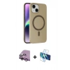 MARSİLYAN™- iPhone 14 Kılıf Çekirdek Modern Prime - Siyah 3D Antistatik Cam Ekran Koruyucu + Raze Metal Kamera Lens - MR