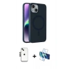 MARSİLYAN™- iPhone 14 Kılıf Çekirdek Modern Prime - Siyah 3D Antistatik Cam Ekran Koruyucu + Shine Kamera Lens - SH