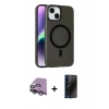 MARSİLYAN™- iPhone 14 Kılıf Çekirdek Modern Prime - Siyah 3D Antistatik Hayalet Cam Ekran Koruyucu + Raze Metal Kamera Lens - GS