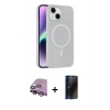 MARSİLYAN™- iPhone 14 Kılıf Çekirdek Modern Prime - Siyah 3D Antistatik Hayalet Cam Ekran Koruyucu + Raze Metal Kamera Lens - MR