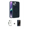 MARSİLYAN™- iPhone 14 Kılıf Çekirdek Modern Prime - Siyah 3D Antistatik Hayalet Cam Ekran Koruyucu + Shine Kamera Lens - YL