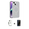 MARSİLYAN™- iPhone 14 Kılıf Çekirdek Modern Prime - Siyah 3D Antistatik Hayalet Cam Ekran Koruyucu + Shine Kamera Lens - YL