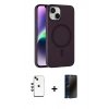MARSİLYAN™- iPhone 14 Kılıf Çekirdek Modern Prime - Siyah 3D Antistatik Hayalet Cam Ekran Koruyucu + Shine Kamera Lens - YL