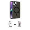 MARSİLYAN™- iPhone 14 Kılıf Çekirdek Modern Prime - Siyah Bilvis 3D Cam Ekran Koruyucu + Shine Kamera Lens - KI