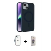 MARSİLYAN™- iPhone 14 Kılıf Çekirdek Modern Prime - Siyah Bilvis 3D Cam Ekran Koruyucu + Shine Kamera Lens - MI