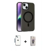 MARSİLYAN™- iPhone 14 Kılıf Çekirdek Modern Prime - Siyah Bilvis 3D Cam Ekran Koruyucu + Shine Kamera Lens - MI