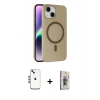 MARSİLYAN™- iPhone 14 Kılıf Çekirdek Modern Prime - Siyah Bilvis 3D Cam Ekran Koruyucu + Shine Kamera Lens - MI