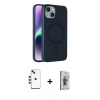 MARSİLYAN™- iPhone 14 Kılıf Çekirdek Modern Prime - Siyah Bilvis 3D Cam Ekran Koruyucu + Shine Kamera Lens - KI