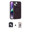 MARSİLYAN™- iPhone 14 Kılıf Çekirdek Modern Prime - Siyah Bilvis 3D Cam Ekran Koruyucu + PVD Metal Kamera Lens - SH