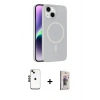 MARSİLYAN™- iPhone 14 Kılıf Çekirdek Modern Prime - Siyah Bilvis 3D Cam Ekran Koruyucu + Shine Kamera Lens - SH
