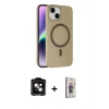 MARSİLYAN™- iPhone 14 Kılıf Çekirdek Modern Prime - Siyah Bilvis 3D Cam Ekran Koruyucu + PVD Metal Kamera Lens - TU