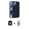 MARSİLYAN™- iPhone 14 Kılıf Çekirdek Modern Prime - Siyah Bilvis 3D Cam Ekran Koruyucu + PVD Metal Kamera Lens - TU
