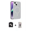 MARSİLYAN™- iPhone 14 Kılıf Çekirdek Modern Prime - Siyah Bilvis 3D Cam Ekran Koruyucu + PVD Metal Kamera Lens - TU