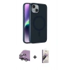 MARSİLYAN™- iPhone 14 Kılıf Çekirdek Modern Prime - Siyah Bilvis 3D Mat Cam Ekran Koruyucu + Raze Metal Kamera Lens - GS