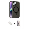 MARSİLYAN™- iPhone 14 Kılıf Çekirdek Modern Prime - Siyah Bilvis 3D Mat Cam Ekran Koruyucu + Diamond Kamera Lens - KI