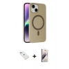 MARSİLYAN™- iPhone 14 Kılıf Çekirdek Modern Prime - Siyah Bilvis 3D Mat Cam Ekran Koruyucu + Diamond Kamera Lens - KI