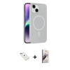 MARSİLYAN™- iPhone 14 Kılıf Çekirdek Modern Prime - Siyah Bilvis 3D Mat Cam Ekran Koruyucu + Diamond Kamera Lens - KI