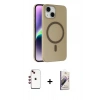 MARSİLYAN™- iPhone 14 Kılıf Çekirdek Modern Prime - Siyah Bilvis 3D Mat Cam Ekran Koruyucu + Shine Kamera Lens - KI