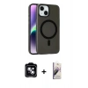 MARSİLYAN™- iPhone 14 Kılıf Çekirdek Modern Prime - Siyah Bilvis 3D Mat Cam Ekran Koruyucu + PVD Metal Kamera Lens - MI