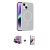 MARSİLYAN™- iPhone 14 Kılıf Çekirdek Modern Prime - Siyah Bilvis 3D Mat Cam Ekran Koruyucu + Raze Metal Kamera Lens - SH