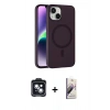 MARSİLYAN™- iPhone 14 Kılıf Çekirdek Modern Prime - Siyah Bilvis 3D Mat Cam Ekran Koruyucu + PVD Metal Kamera Lens - SH