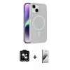 MARSİLYAN™- iPhone 14 Kılıf Çekirdek Modern Prime - Siyah Bilvis 3D Mat Cam Ekran Koruyucu + PVD Metal Kamera Lens - TU