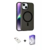 MARSİLYAN™- iPhone 14 Kılıf Çekirdek Modern Prime - Siyah Bilvis 5in1 3D Magic Cam Ekran Koruyucu + Diamond Kamera Lens - KI