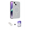 MARSİLYAN™- iPhone 14 Kılıf Çekirdek Modern Prime - Siyah Bilvis 5in1 3D Magic Cam Ekran Koruyucu + Diamond Kamera Lens - KI