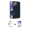 MARSİLYAN™- iPhone 14 Kılıf Çekirdek Modern Prime - Siyah Bilvis 5in1 3D Magic Cam Ekran Koruyucu + Shine Kamera Lens - KI