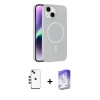 MARSİLYAN™- iPhone 14 Kılıf Çekirdek Modern Prime - Siyah Bilvis 5in1 3D Magic Cam Ekran Koruyucu + Shine Kamera Lens - KI