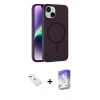 MARSİLYAN™- iPhone 14 Kılıf Çekirdek Modern Prime - Siyah Bilvis 5in1 3D Magic Cam Ekran Koruyucu + Diamond Kamera Lens - KI