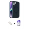 MARSİLYAN™- iPhone 14 Kılıf Çekirdek Modern Prime - Siyah Bilvis 5in1 3D Magic Cam Ekran Koruyucu + Diamond Kamera Lens - KI